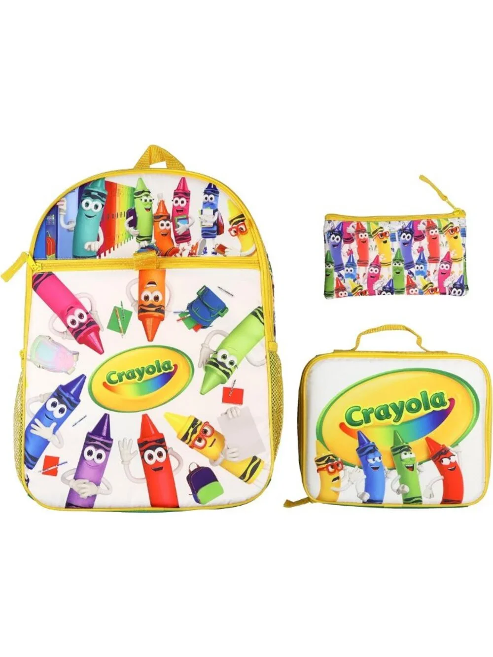 Colorful Crayon Crew Backpack Set | 3-Piece with Lunch Box & Pencil Case